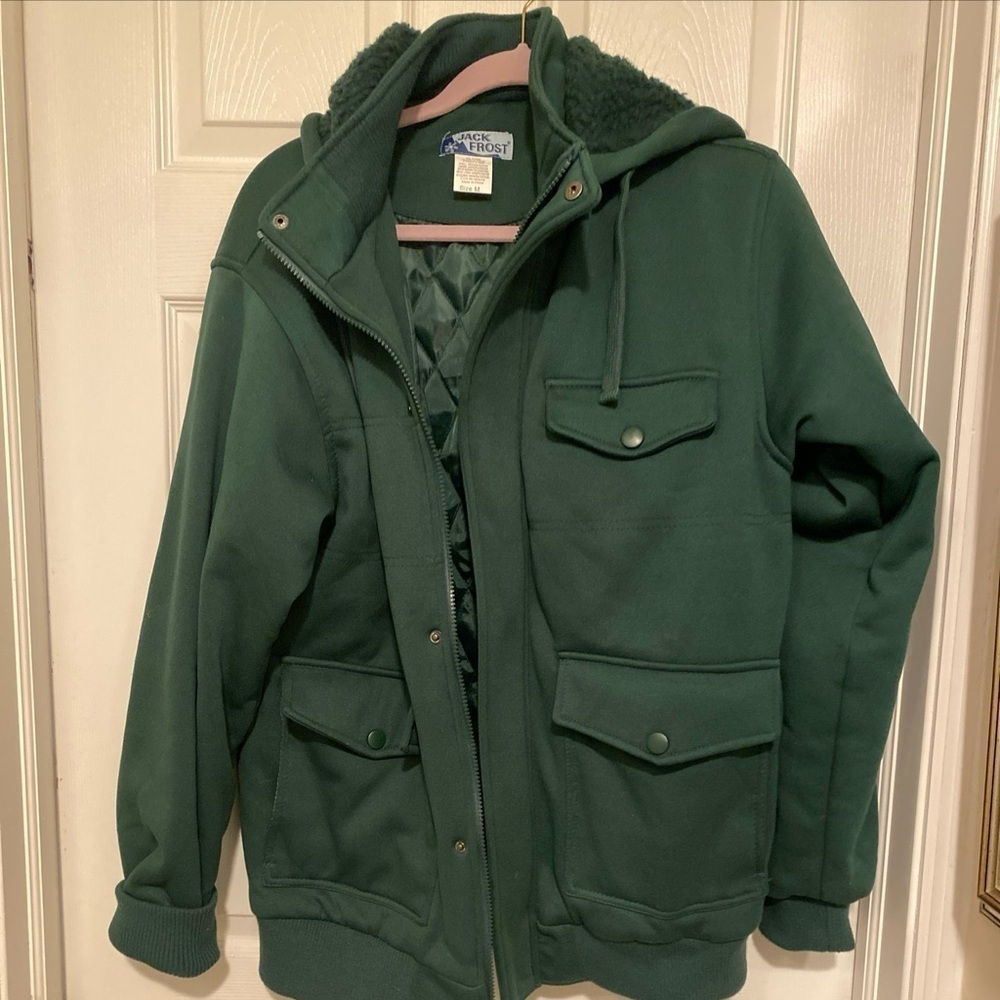 Vintage Jack Frost Medium Polyester Wear Varsity Jacket 1940s‎ Style Green